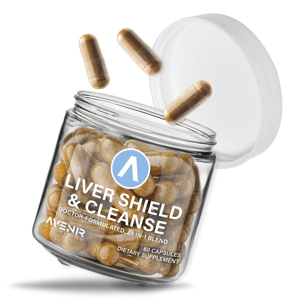 Avenir Nutrition Liver Shield & Cleanse | Herbal Liver Cleanse Detox & Repair Supplement | Milk Thistle & Artichoke Extract Supplements | Fatty Liver & Health Support | 60 kapslar för män och kvinnor