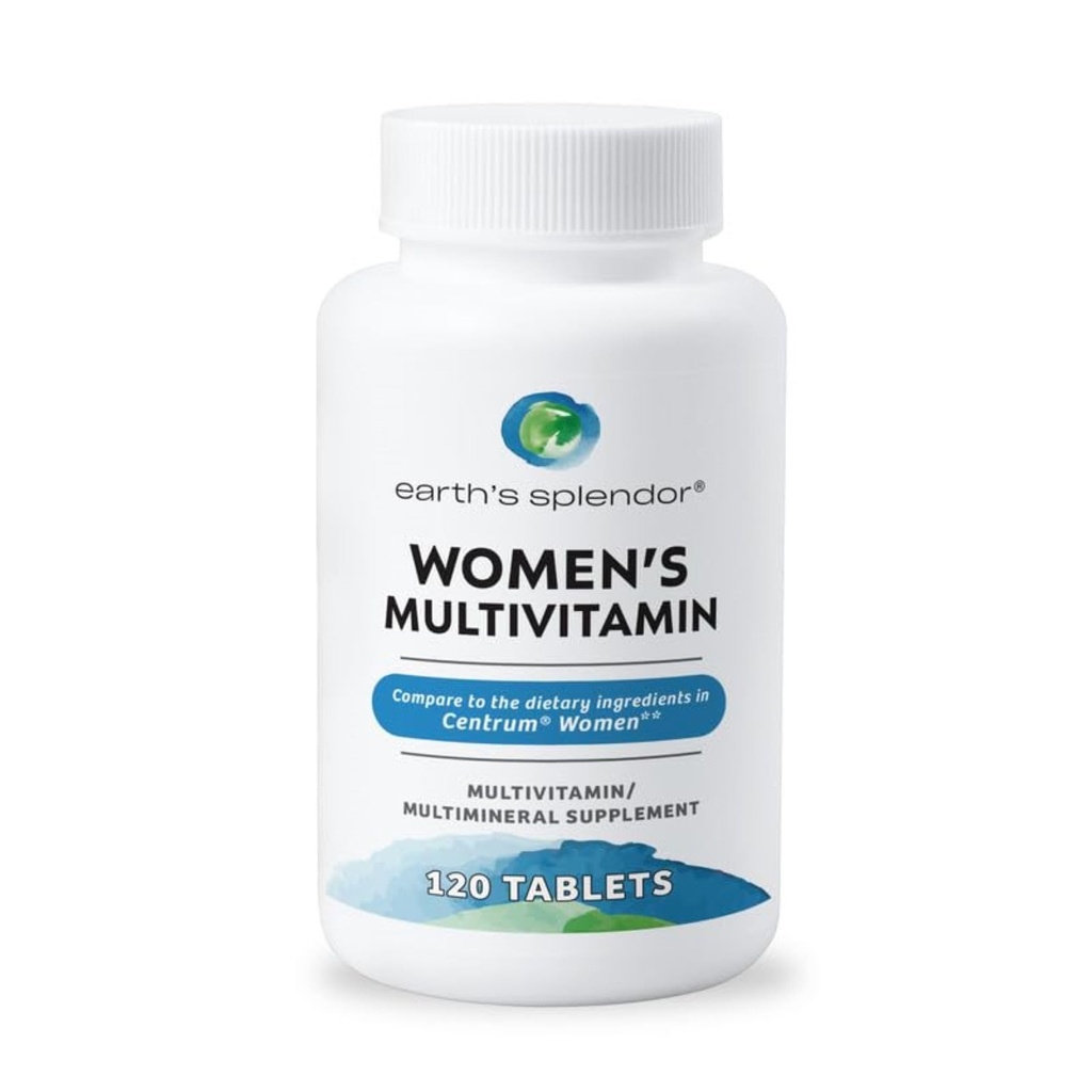 Jordens Splendor Women’s Multivitamin, Overall Wellness Support, Multimineral Supplements, hjälper till att stödja metabolism, vitamin B12, vitamin A, C, D, E, K, B6, Biotin (120 Immune Support Tablets)