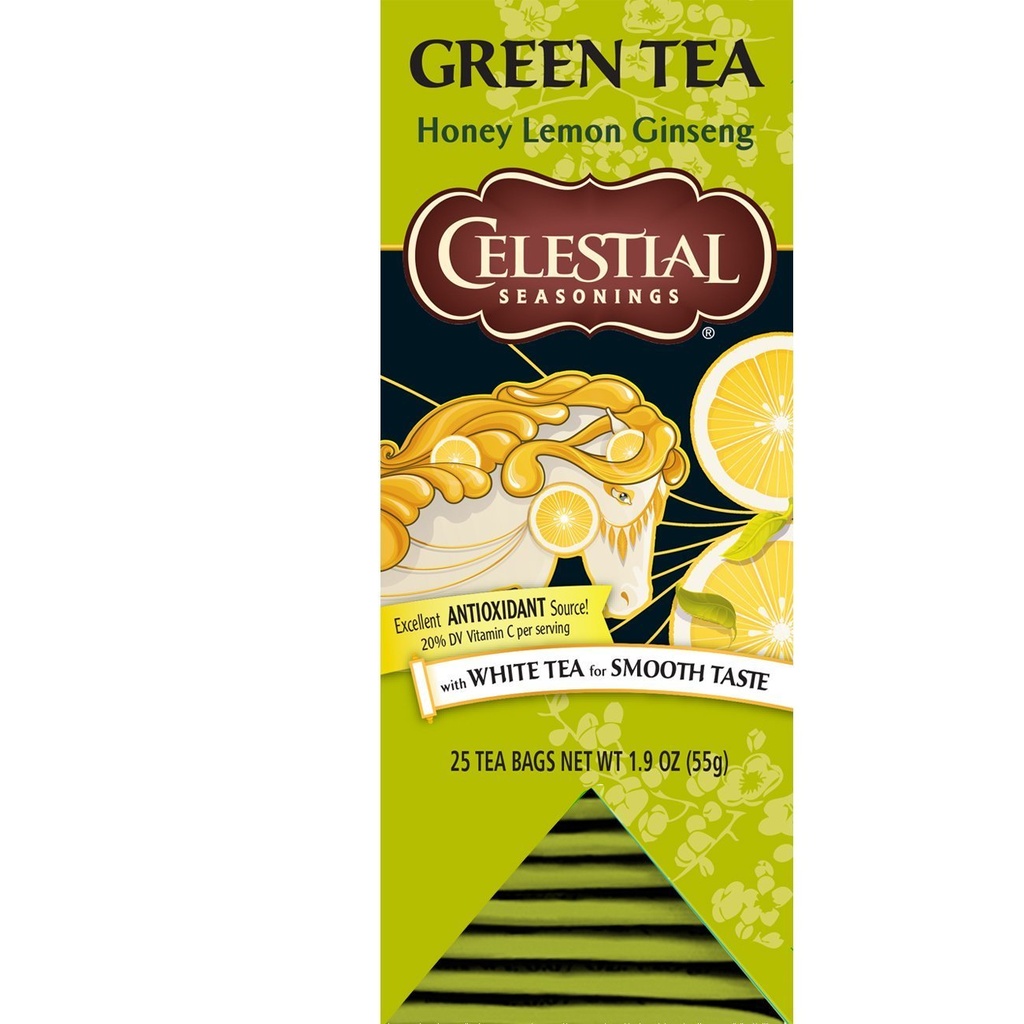 Taivaallinen Seasonings Green Tea, Honey Lemon Ginseng, 25 Lukumäärä (Pack of 6)