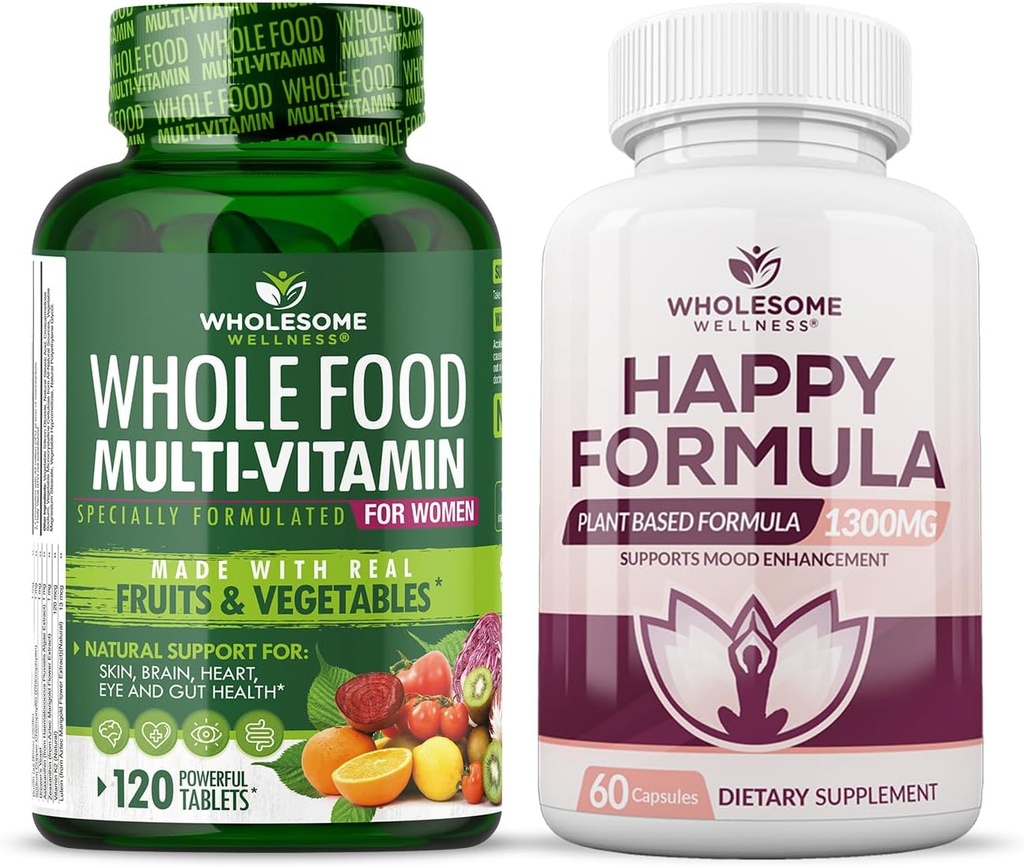 Terveellinen hyvinvointi Koko ruoka Multivitamiini naisille - Natural Multivitamiinit, Minerals, Organic uutteet Happy Formula Natural Formula Relief Lisä Bundle