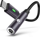 Stouchi USB C-3.5mm Dongle Adapter, USB C-3.5mm kuuloke Jack Hi-Fi DAC yhteensopiva iPhone 15 Pixel 8 7/6a/6/5, iPad Mini 6, Samsung Galaxy S22/S21/S20 Plus Ultra, Huomautus 20/10- Harmaa