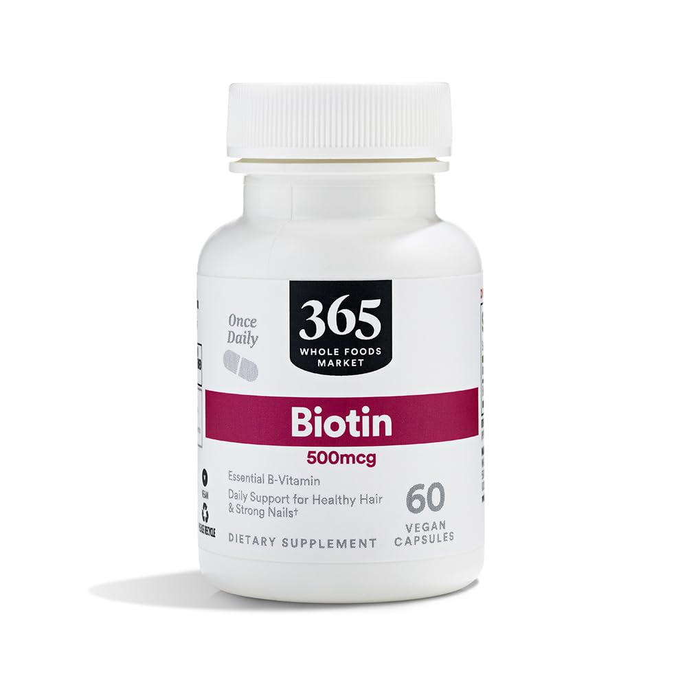 365 av Whole Foods Market, Biotin Vegetarian Capsules, 500 MCG, 60 CT