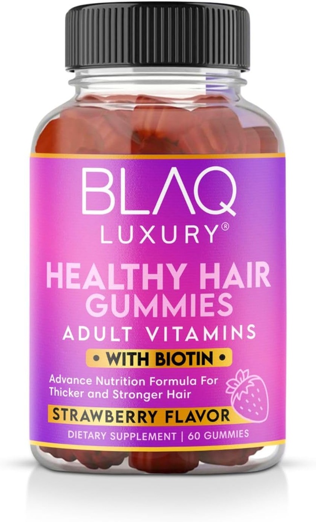 Blaq Luxury Biotin Gummies - hiusten kasvua vitamiineja 5000 mcg Biotin per tarjoilu ... vitamiineja B12, B6, Folic Acid, Jodi, Sinkki Hair Supplement hiusten kasvua varten... Naisten & miesten 1 kuukauden tarjonta