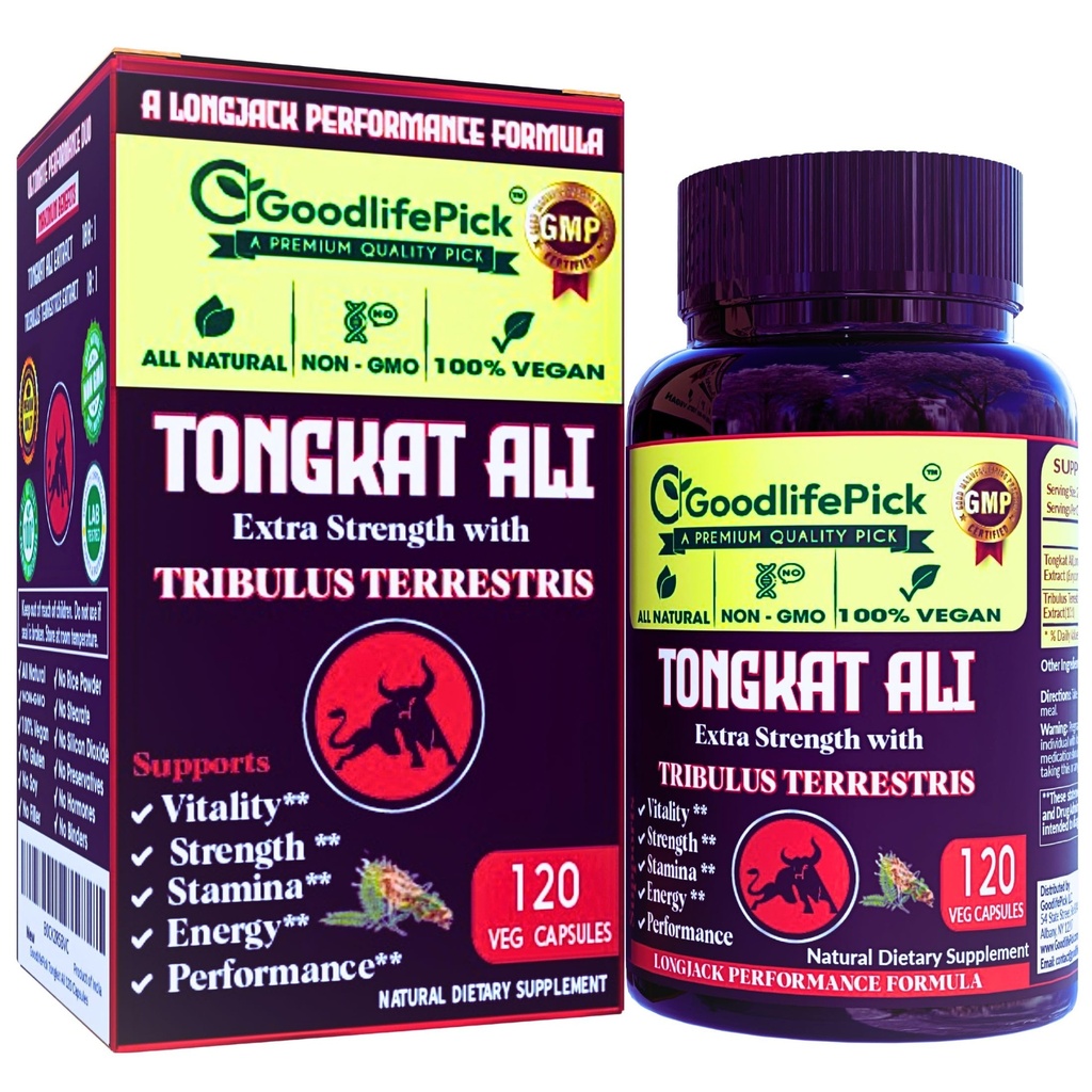 Extra Strength Tongkat Ali Tribulus Terrestris. Tehokas (100:1) Longjack/Tongkat Ali Extract. 120 Veg-kapselia Tongkat Ali miehille.Kaikki luonnolliset, ei-GMO,Vegaani, Ei Stearate, Ei riisijauhetta