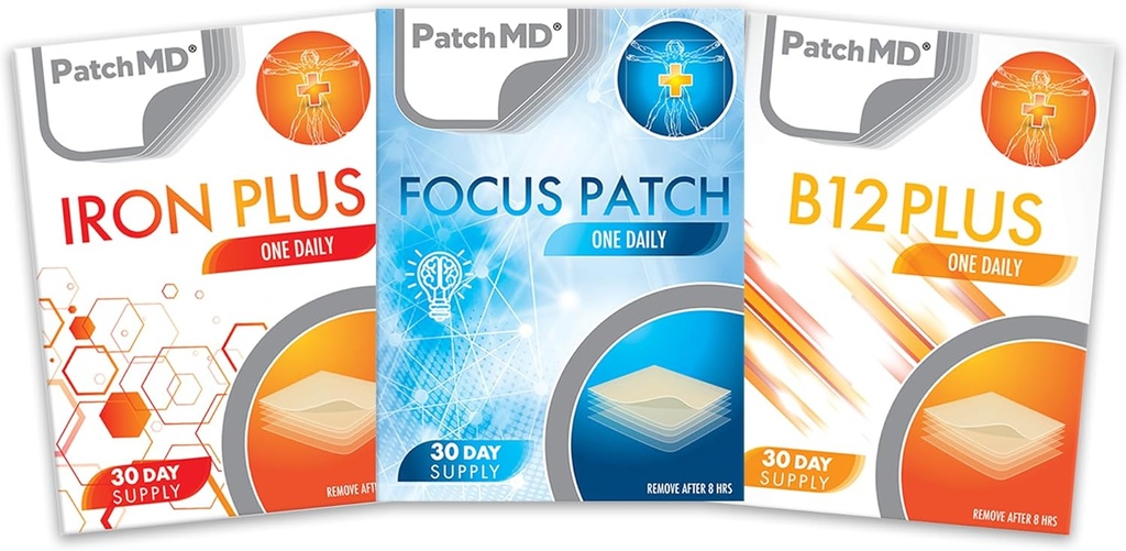 Iron Plus, B12 Energy Plus, & Keskity Uutinen Patch Bundle - 30 päivän tarjonta