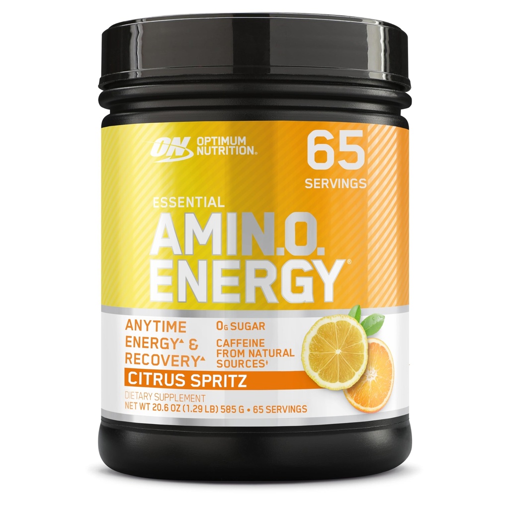 Optimum Nutrition New Flavor Amino Energy - Pre harjoitus Green Tea, BCAA, Aminohapot, Keto Friendly, Green Coffee Extract, Energy Powder - Citrus Spritz, 65 Tarjoilut (Pakkaus May Vary)