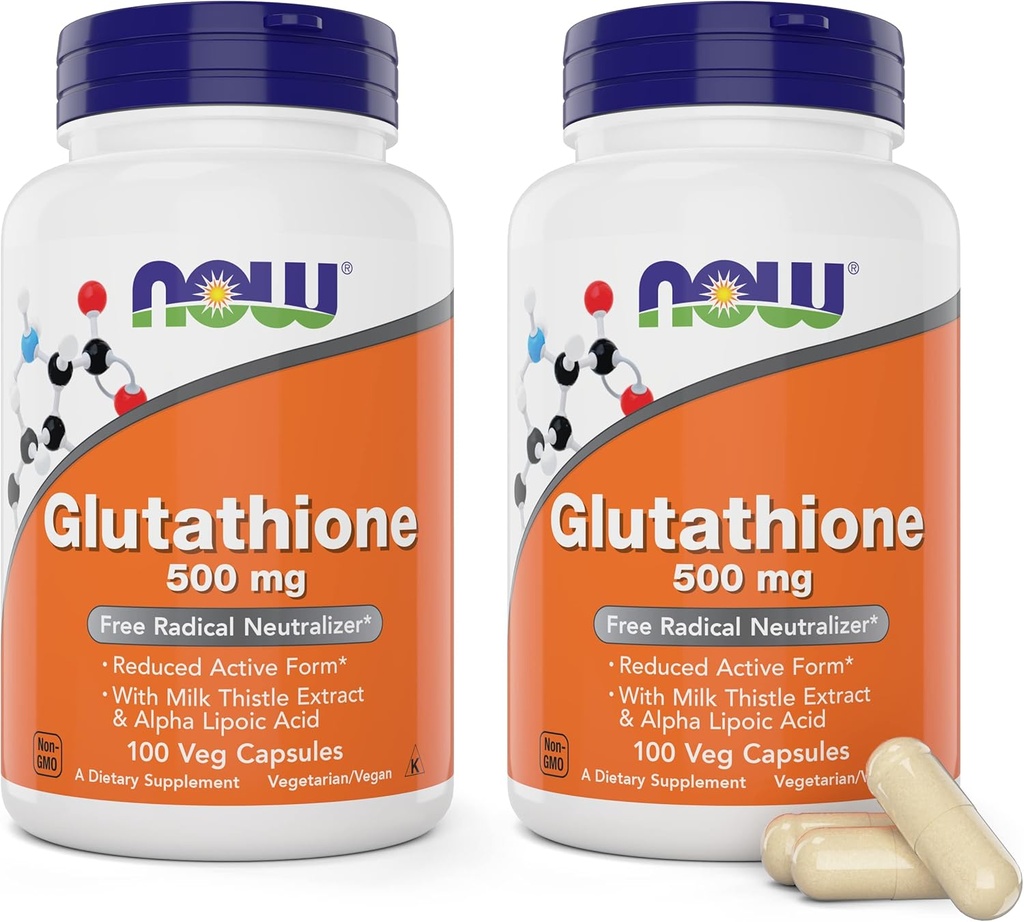 Nyt Glutationi 500 mg, 100 vegaanikapselia (pakkaus 2) - Pienennetty lomake GSH-lisäosa - Tehostettu maitouute ja alfalipoiinihappo