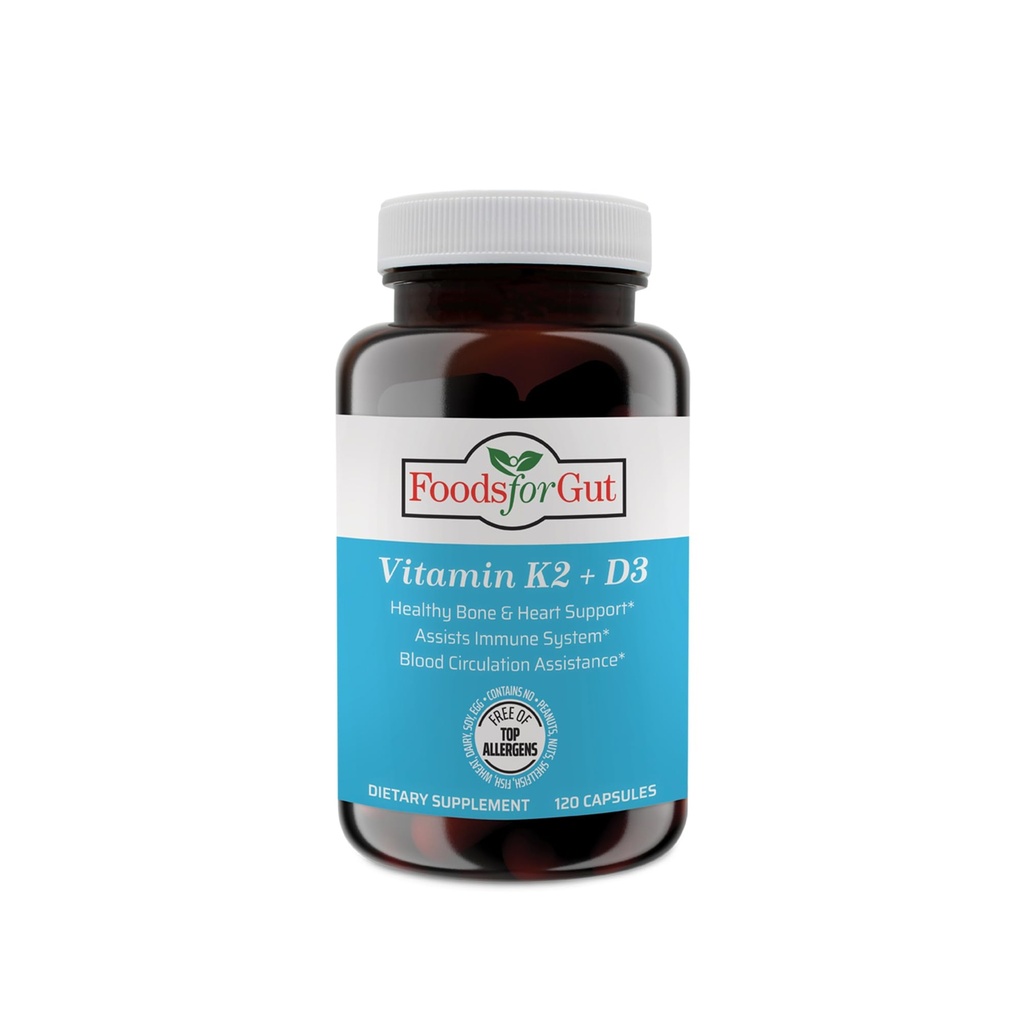 Vitamin K2 (MK7) D3 & BioPerine® Black Pepper Extract | 120 kapslar | Fri från toppallergener | Bone Health | Mood & Energy Support |
