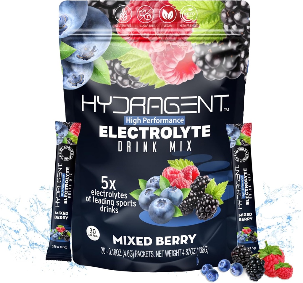 Elektrolyyttikorvauspakkaus. Nollasokeria, korkean suorituskyvyn elektrolyyttejä. Yli 1000 mg Salts Plus magnesium ja kalium. Nesteytyksen avainmineraalit. (Mixed Berry)