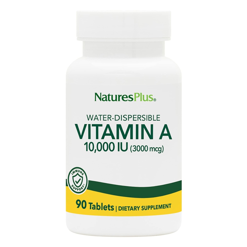 NaturesPlus A-vitamiini (palmitaatti) - 10 000 iu - Terve iho, silmät, näkö ja immuunijärjestelmä - Vesiliukoinen maksimaalisen imeytymisen - 90 kasvissyöjän tabletit (90 tarjoilua)