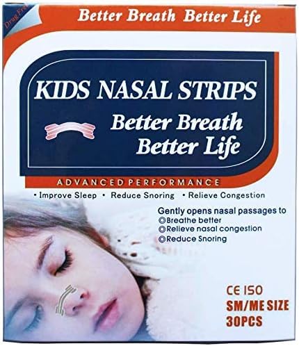30 naturliga drogfria barn bättre andning Nasal Strips för Nasal trängsel, allergi, kallt, influensa, sinus, stuffig näsa, snarkning, avvikit septum, sömnhjälp, atletisk prestation - Ålder 5 och ovanför