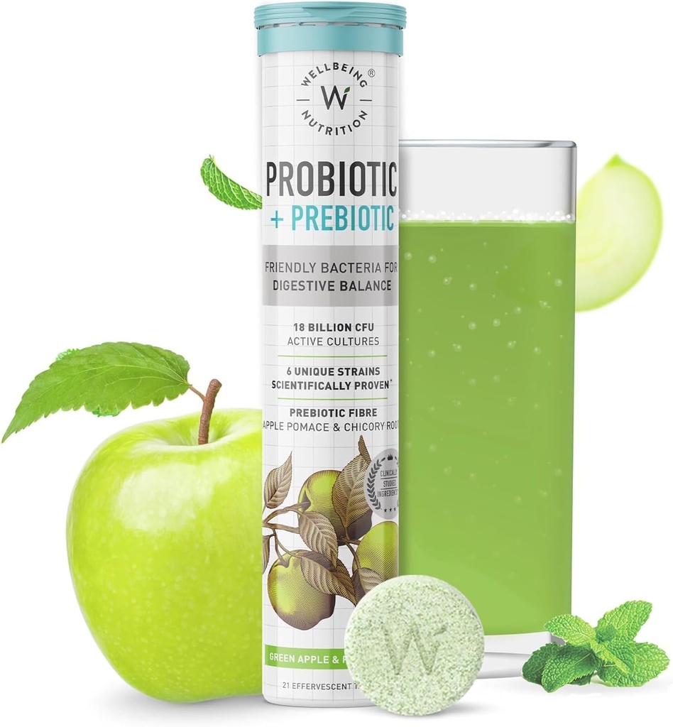 Hyvinvointi Ravitsemus Päivittäiset probiootit + Prebiootit ... Parantaa aineenvaihduntaa, happamuuden lievitystä, ruoansulatusta ja Gut Health 18 miljardia PMY Organic Probiootit Supplement for Men & Women (21 poreilevat välilehdet)