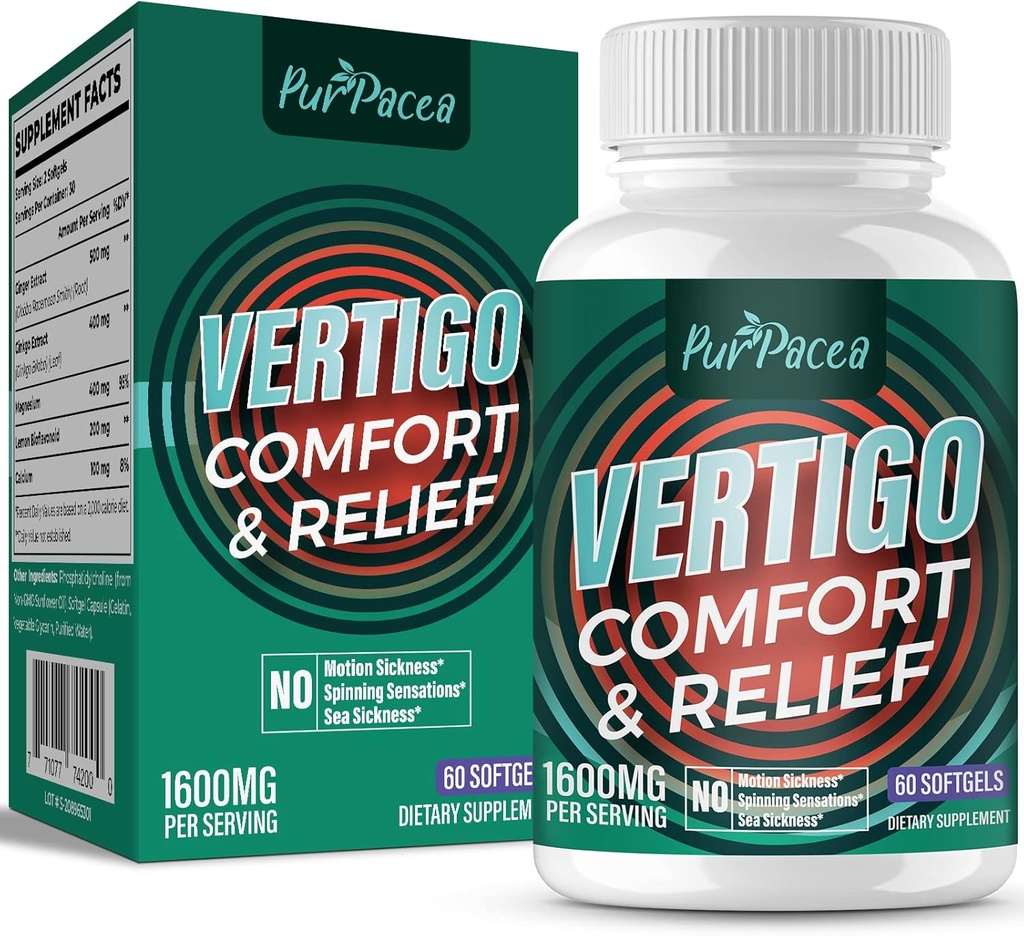 Liposomal Vertigo Supplement 1600MG, Advanced Imeytyminen Formula, luonnollinen sisäkorva Balance Supplement inkivääri & Ginkgo Biloba Extract, 60 Softgels, 30 päivän toimitus