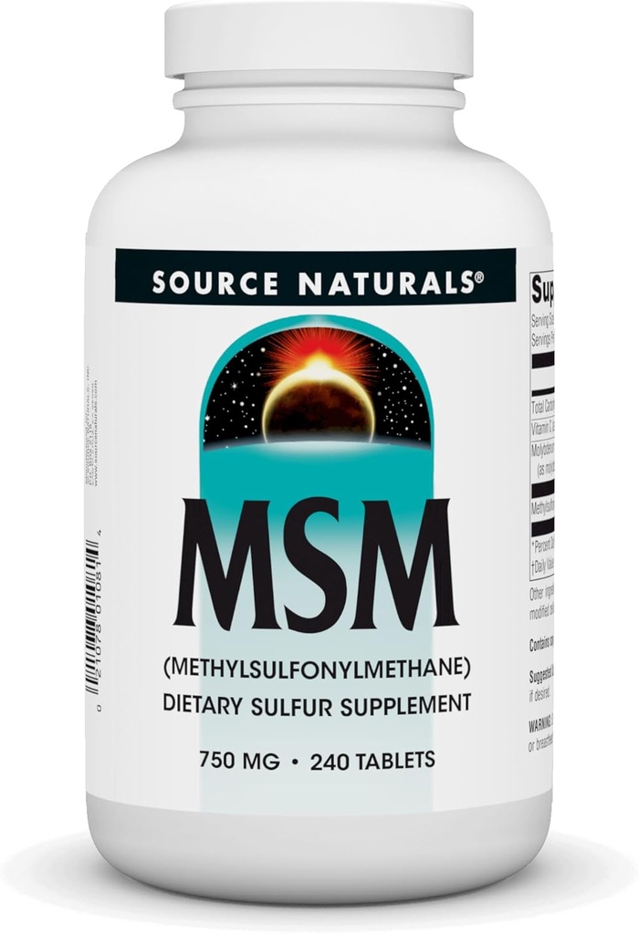 Source Naturals MSM (metyylisulfonyylimetaani), 750mg - 240 tablettia