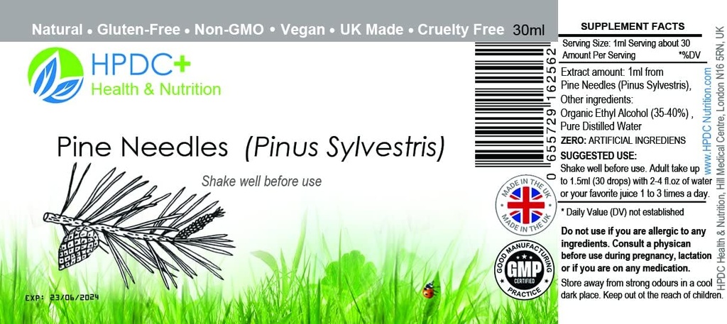 HPDC + Hälsa & Nutrition Pine Needles Natural Liquid Extract Tincture Hög i vitamin C, bioflavonoider, antioxidanter, shikimic Acid (30ml / 1.01 fl oz)