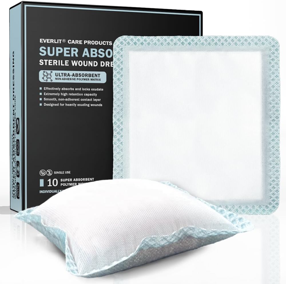 EVERLIT Super Absorbend pukeutuminen haavojen hoitoon Nonstick Soft Kirurgical Gauze Pad raskaasti Exuding Haavat ... Suuret Steriilit Non-Adressive Bandage Fast Healing Haavojen hoitoon...