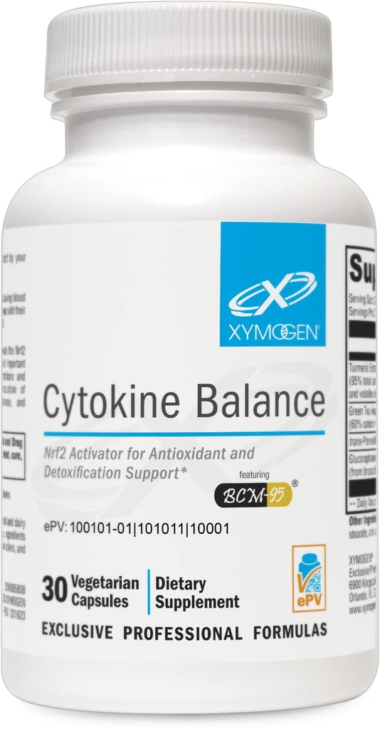 XYMOGEN Cytokinbalans för antioxidant och avgiftningsstöd - Grönt teextrakt, Trans-Pterostilbene, gurkmeja Extrakt, Glucoraphanin (30 kapslar)