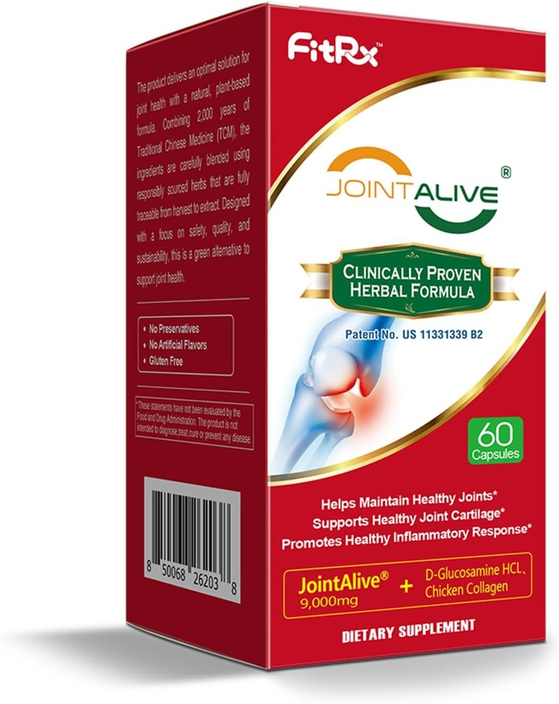 FitRx JointAlive Joint Support Supplements for Women & Men, Glukosamiini Chondroitin, tyyppi II Collagen, Relief joints Epämukava, Cartilage Repair, as Quickly as 7 Days, 30 Servings