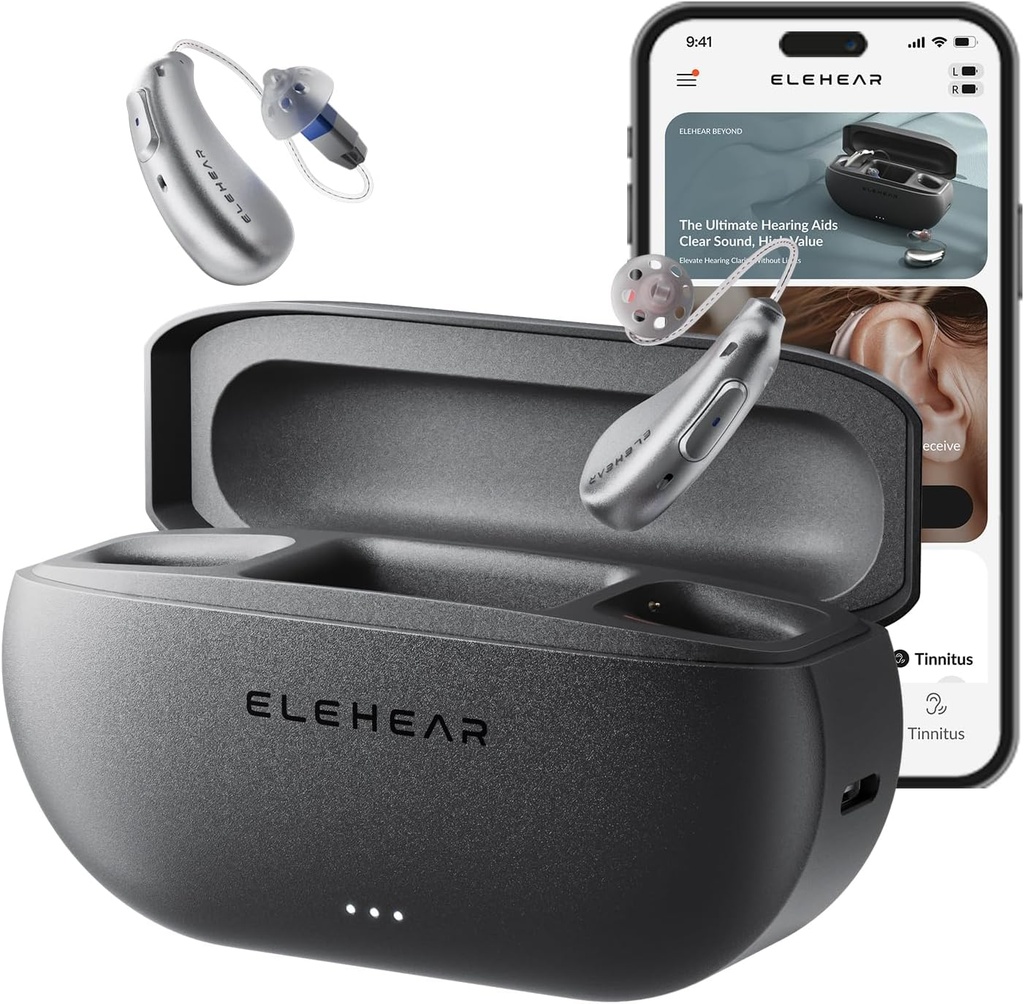 ELEHEAR-Beyond OTC kuulolaitteet, AI Powered Speech Enhancement and Tinnitus Masking, Superior Sound Quality, Connectivity with iOS tai Android Devices via Bluetooth 5.3, Seniorit ja aikuiset