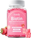 Black Seed Oil Gummies Biotin, Immuunituki Terveet hiukset & Skin&Nails naisten ja miesten, klorofylli, sinkki, A-vitamiini, B6, B12, C, D, E, Vegan täydentää - 60 Gummies