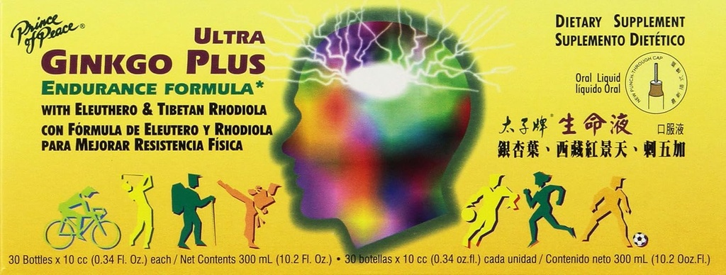 Prince of Peace - Ultra Ginkgo Plus, 30 pulloa, 0,34 OZ/Each, 10,2 fl oz