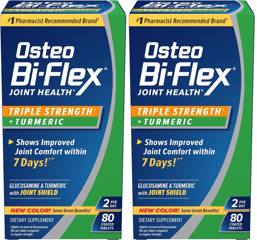 Osteo Bi-Flex Triple Strength Glucosamine med gurkmeja, Joint Health Supplement, Coated Tablets, Original Version, 80 Count (Pack of 2)