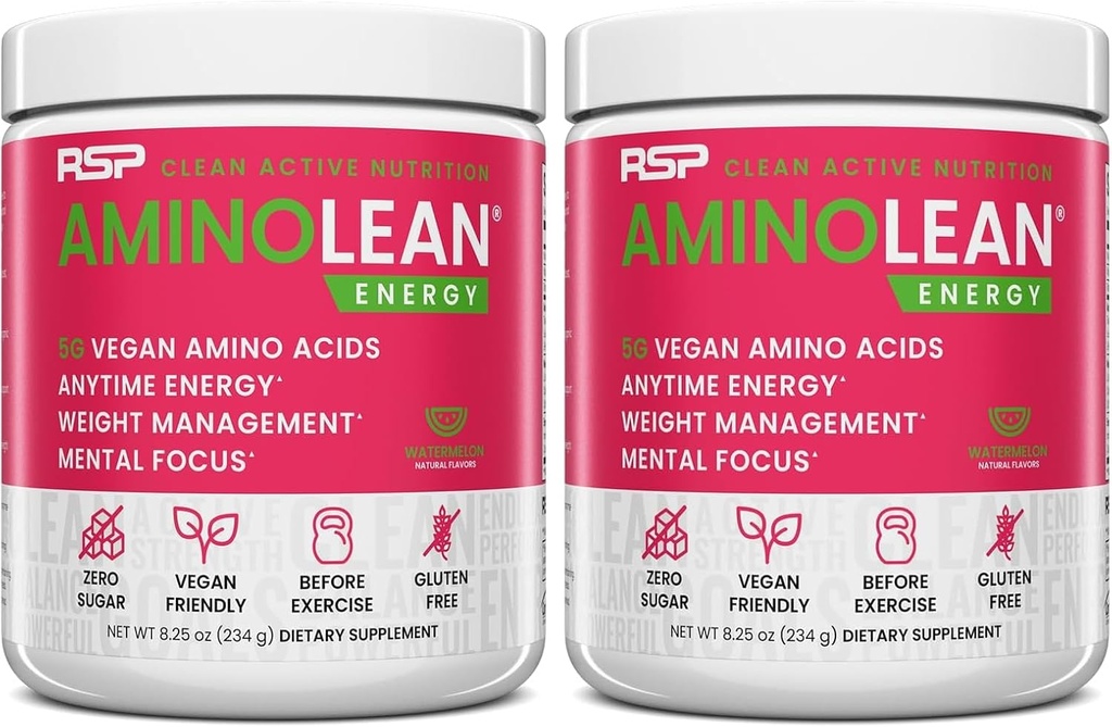 RSP NUTRITION AminoLean Pre Treout Powder, Amino Energy & Weight Management BCAA Aminohapot & Natural Cofeine, Preworkout Boost miehille & naisille, 30 Serv (paketti 2)