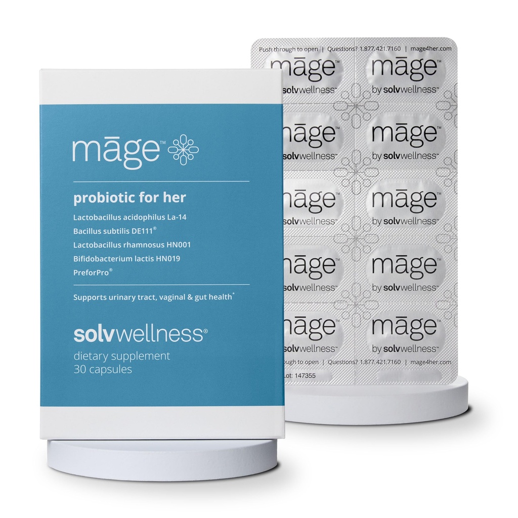 Māge Solv Wellness Probiootti hänen, Daily Women... Prebiootit ja probiootit Sekoita ravintolisät ruoansulatuskanavan, emättimen PH Balance, virtsateiden terveystuki, 30 kapselia