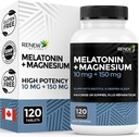 RENEW ACTIVES Melatoniini 10MG, jossa on magnesium 150MG: n uniapuaine, joka tukee unia Onset, Jet Lag Relief, Tissue Formation & Electrolyte Balance for Restful Uni ...