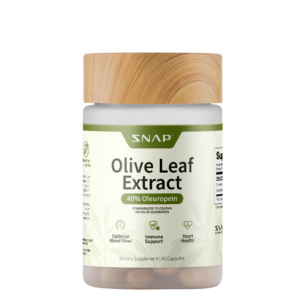 Snap lisäravinteet Olive Leaf Extract kapselit - Super vahvuus 40% Oleuropein verenvirtaus tukea, parantaa digestio, antioksidantti Boost täydentää, parantaa aivojen toimintaa (60 kapselia)
