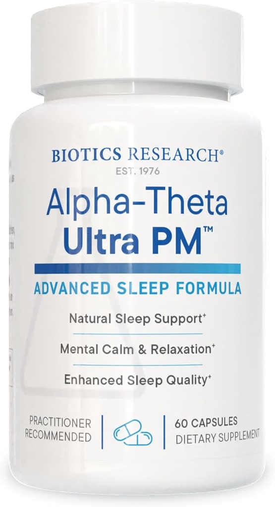 Biotics Research Alpha Theta Ultra PM L Theanine, Passionflower, Lemon Balm, Tukee GABA, serotoniini, Regulates Circadian Rhythms, 60 kapselia