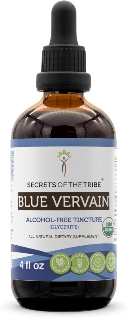 Heimon sinisen vervainin salaisuudet USDA Organic ... Alkoholiton uute, korkeatehoinen kasviperäisten dropsien valmistus 100% Certified Organic Blue Vervain (Verbena Hastata) Kuivattu yrtti (4 oz)