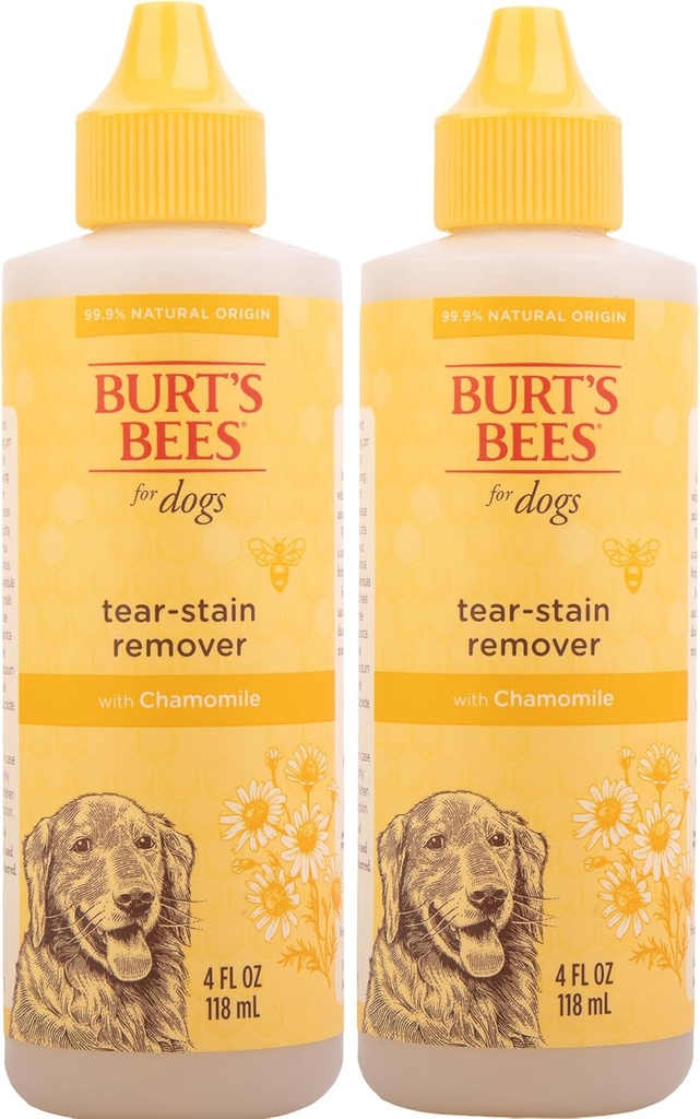 Burt's Mehiläiset lemmikeille Tear Stain Remover koirille kamomilla - pentu & koira Tear Tea Stain Remover - Julma ilmainen, Formuloitu ilman sulfaaatteja ja parabeeneja, pH tasapainotettu koirille, 4 Ounces - 2 Pack