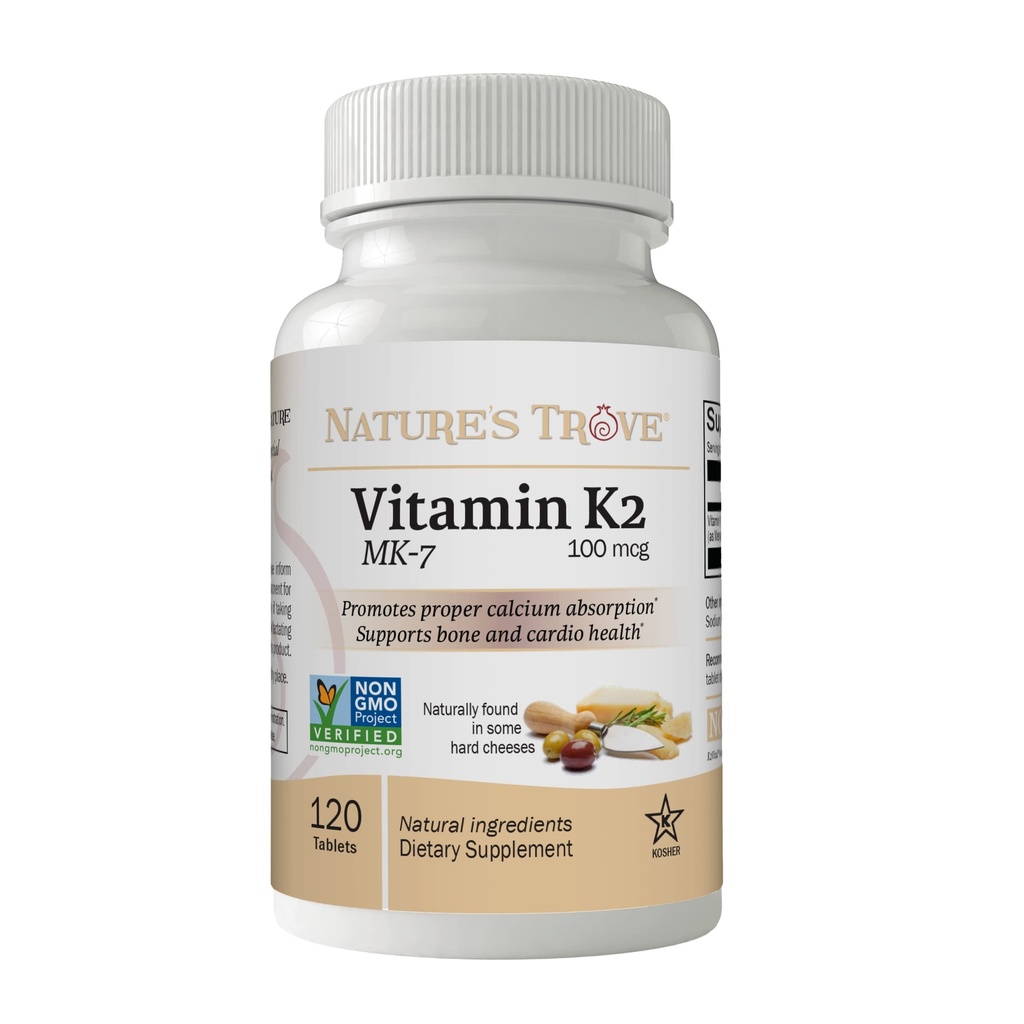 Luonnon Trove-vitamiini K2 MK7 täydentää, 100mcg, 120 Count, Vegan