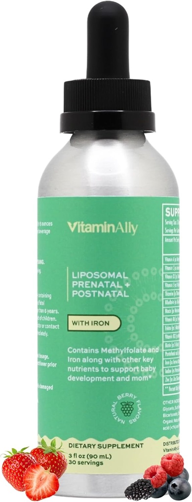Liposomal Liquid Prenatal + postnataali monivitamiinia drops kanssa rautaa ei-GMO...