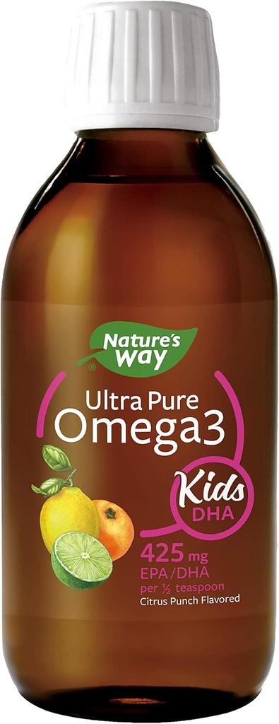 Naturens sätt Ultra Pure Omega-3 Kids DHA Liquid Fish Oil Supplement, Citrus Punch Flavor, 8 Fl Oz