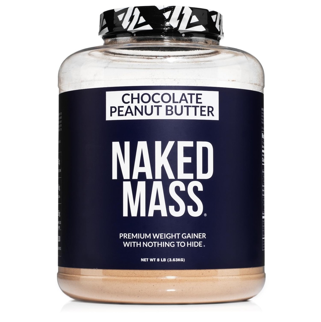 NAKED Chocolate Peanut Butter Mass - 1,280 Calories, 50G proteiinia, mitään keinotekoista. Kaikki luontaisen painon saajaproteiinijauhe - 8Lb Bulk, GMO-vapaa, gluteeniton & soijaton