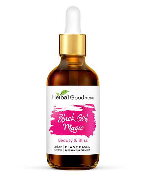 Herbal Goodness Black Girl Magic - Skin Supplements for Women, Radiant Skin Beauty Support, Essential Skin Food, Ashwagandha Supplements - 1 flaska (2 fl oz)