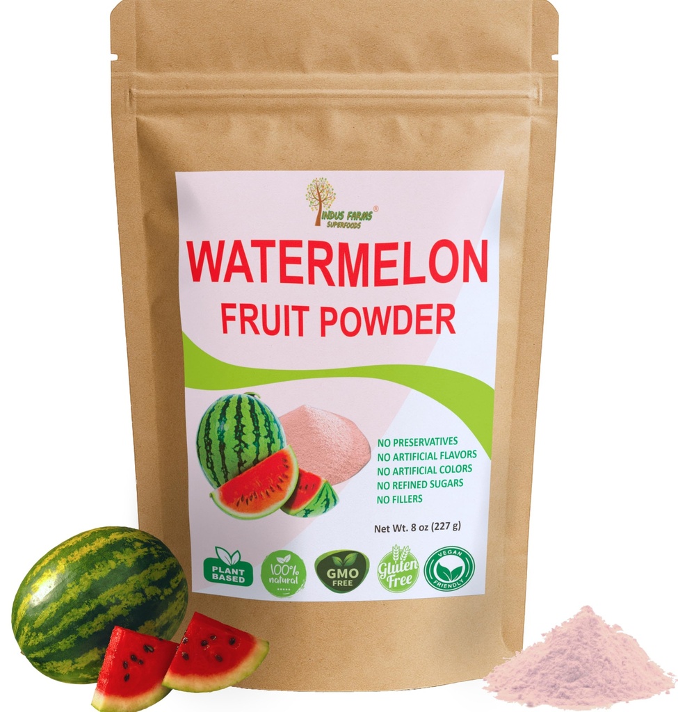 Indus Farms Superfoods Kaikki Natural Watermelon Fruit Powder, Instant Electrolytes, Pre-Workout & Post-Workout täydentää, Juoman Enhancer, Marinades, Kastikkeet, Salaatit, Kasvonaamiot, GMO-vapaa, 8 oz
