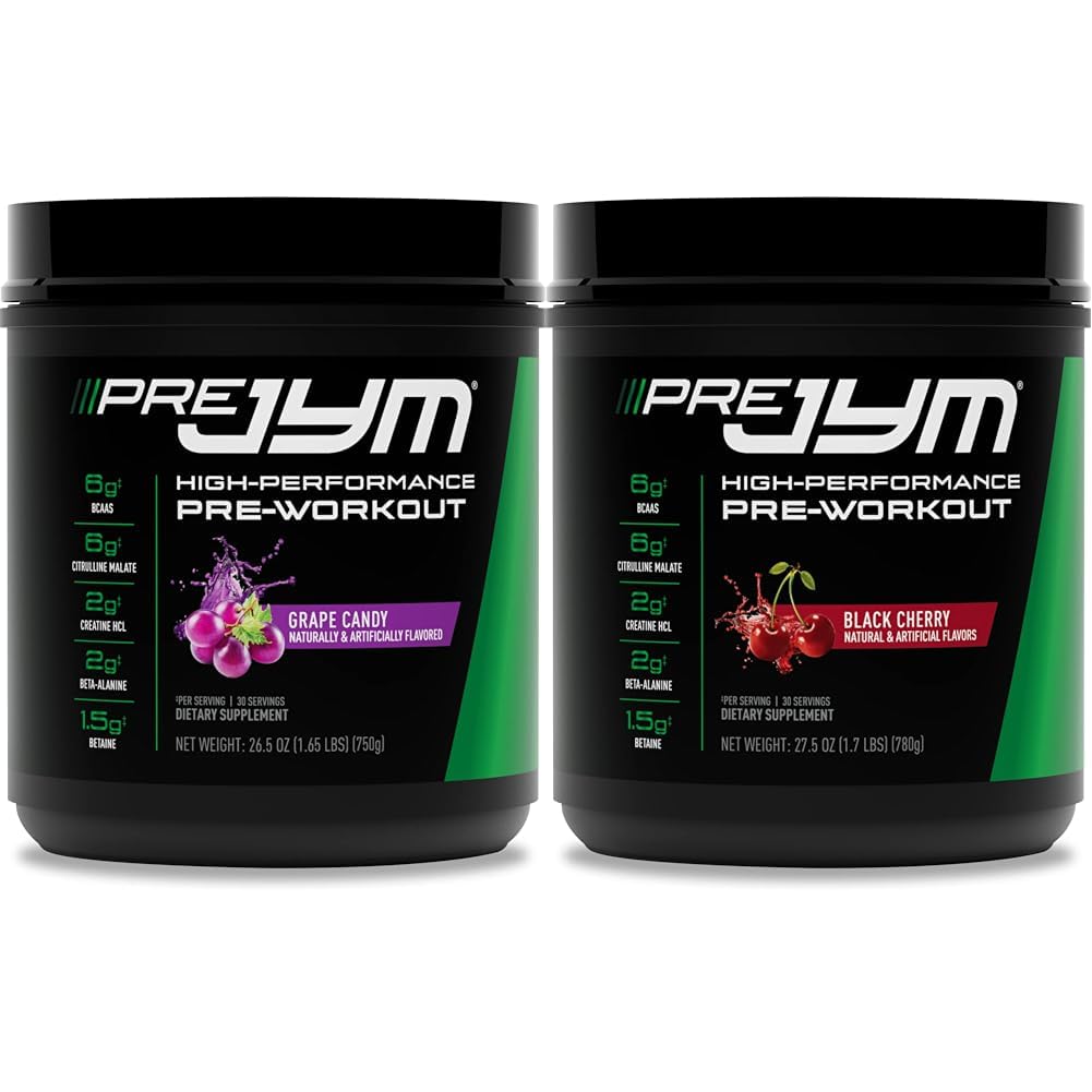 Pre JYM Grape Candy Pre workout Powder 30 tarjoilut & musta kirsikka maku 30 tarjoilut Bundle