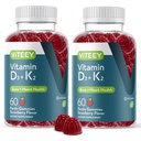 VITEEY-vitamiini D3 K2 Gummies - 1000 IU D3- ja K2-vitamiinia 100 mcg - Luun ja sydämen terveys aikuisille ja teini - kasvissyöjä, liivate, GMO-vapaa - Tasty Chewable D3K2 -vitamiinit Mansikka Maku