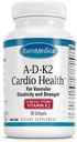 EuroMedica A•D•K2 Cardio Health - Cardio Health & Verisuoni Elastisuus ja vahvuus - Kardiovaskulaaristen tuki täydentää vitamiineja A & D3 - Aids Verialus Elastisuus - 60 Softgels