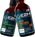 E2H: Nestemäinen klorofylli ja nestemäinen kurkuma Curcumin . Vegaani, muu kuin GMO - 2 Fl Oz Each (4 Fl Oz yhteensä) - Bundle