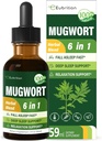 Mugwort Herb Liquid Drops for Sleep Support, Mugwort Leaves(Artemisia vulgaris) Kaikki 1 Formula Rentoutumistuen, kasviperäisten täydentää Valerian Chamomile Tulsi Lavender Extract.2oz