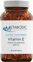 Metabolinen ylläpito E-vitamiinikompleksi (sekoitetut tokoferolit) 400 IU D-Alpha D-Beta D-Gamma + D- Delpha-lisä - kardiovaskulaarinen + antioksidantti tuki (90 kapselia)