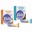 Fody Foods Välipalat Variety Pack, 1.41 Oz (pakkanen 24), mantelikookospähkinä ja tumma suklaa suola, proteiinipatukat, matala FODMAP, Gut & IBS Friendly, Vegan, Laktoositon, ei GMO:ita, Gluteeniton