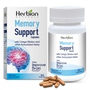 HERBION Naturals muistituki kapselit, auttaa parantamaan aivojen toimintaa & Poissa mielentila, ylläpitää terve mieliala Ginkgo Biloba, aikuisille, 60 kreivi, pakkaus 1
