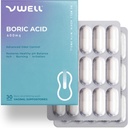 VWELL Boric Acid Vaginal Suppositories - Ylläpitäjät ja tasapainot Terve emättimen pH & Mikrobiome hallita Odor Itch Burning Irritation Intiimiys - Lääkärit Suositeltava (Yksi koko, 30, Count)
