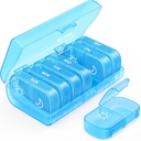 AUVON XL Weekly Pill Organizer 2 Kertaa päivässä, Pill Box 7 Päivä yhden sivun suuret aukot helppo käyttää, Blue AM PM pilleri tapauksessa lääkkeiden, vitamiinit, kala öljyt, lisäravinteet