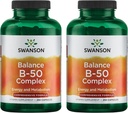 Swanson B-50 B-Complex - B-vitamiinikompleksi, jossa on korkea teho ja biologinen hyötyosuus - edistää immuunijärjestelmän tukea, aids Heart Health, & tukee tervettä hermostoa - (250 kapselia) (2 pakkaus)